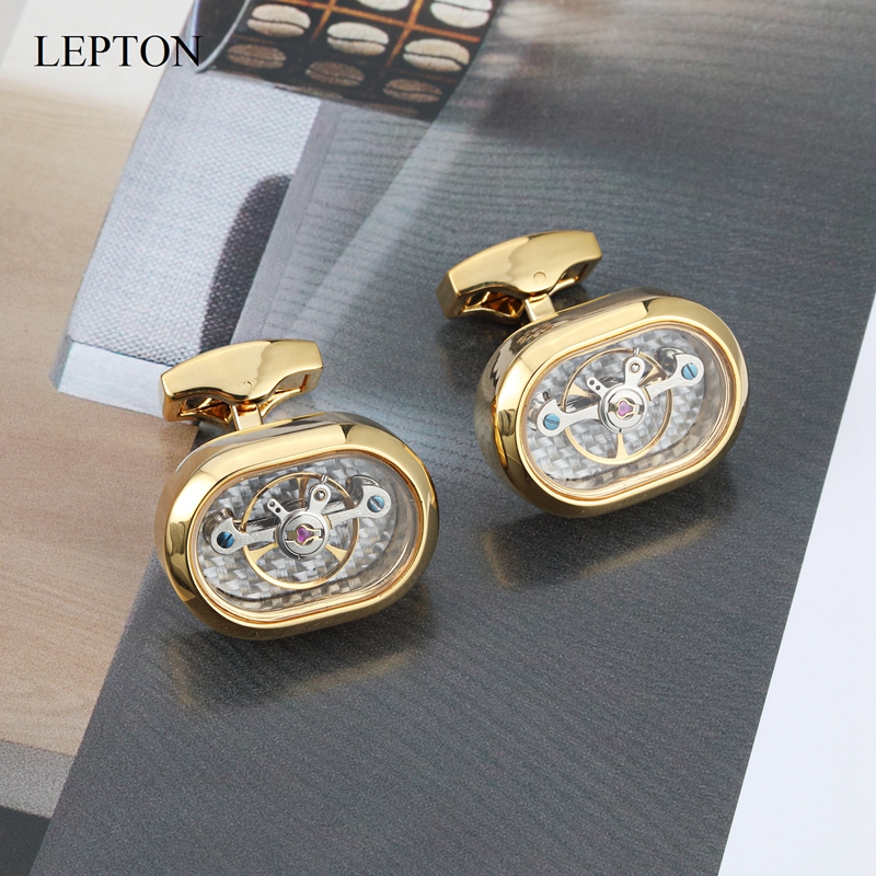 高档陀飞轮袖扣法式男士机械摆动转动多款机芯袖扣生日礼物盒装