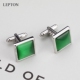 包邮 扣男士 法式 袖 扣绿色猫眼石袖 衬衫 钉方形商务礼品cufflinks