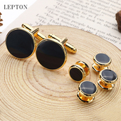 燕尾服钮钉套装 热销法式 Cufflinks 金色圆形袖 扣纽扣男士 袖 扣经典