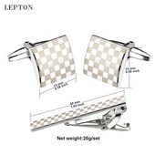 扣外贸商务礼品礼盒装 法式 优质镭射激光方格子袖 扣领夹套装 袖