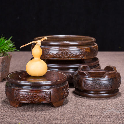 摆件底座实木托架茶壶花瓶鱼缸香炉工艺品财神石头架子底座圆形