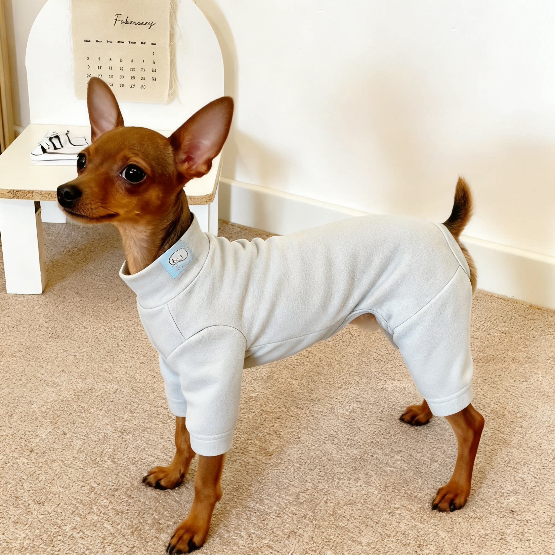 小鹿犬衣服秋冬季弹力德绒保暖打底衫居家服狗狗防着凉连体四脚衣