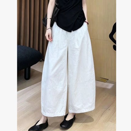 2026白色薄通勤风高腰阔腿裤女夏季薄款宽松灯笼裤显瘦百搭休闲裤
