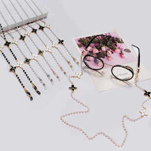 四叶花防掉金属眼镜链小香风时尚项链配饰网红同款挂脖口罩挂绳女