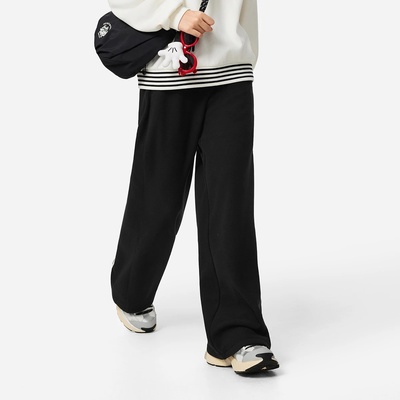 李宁热力裤阔腿裤女2025新款香蕉裤加绒卫裤直筒运动裤AKLVB48