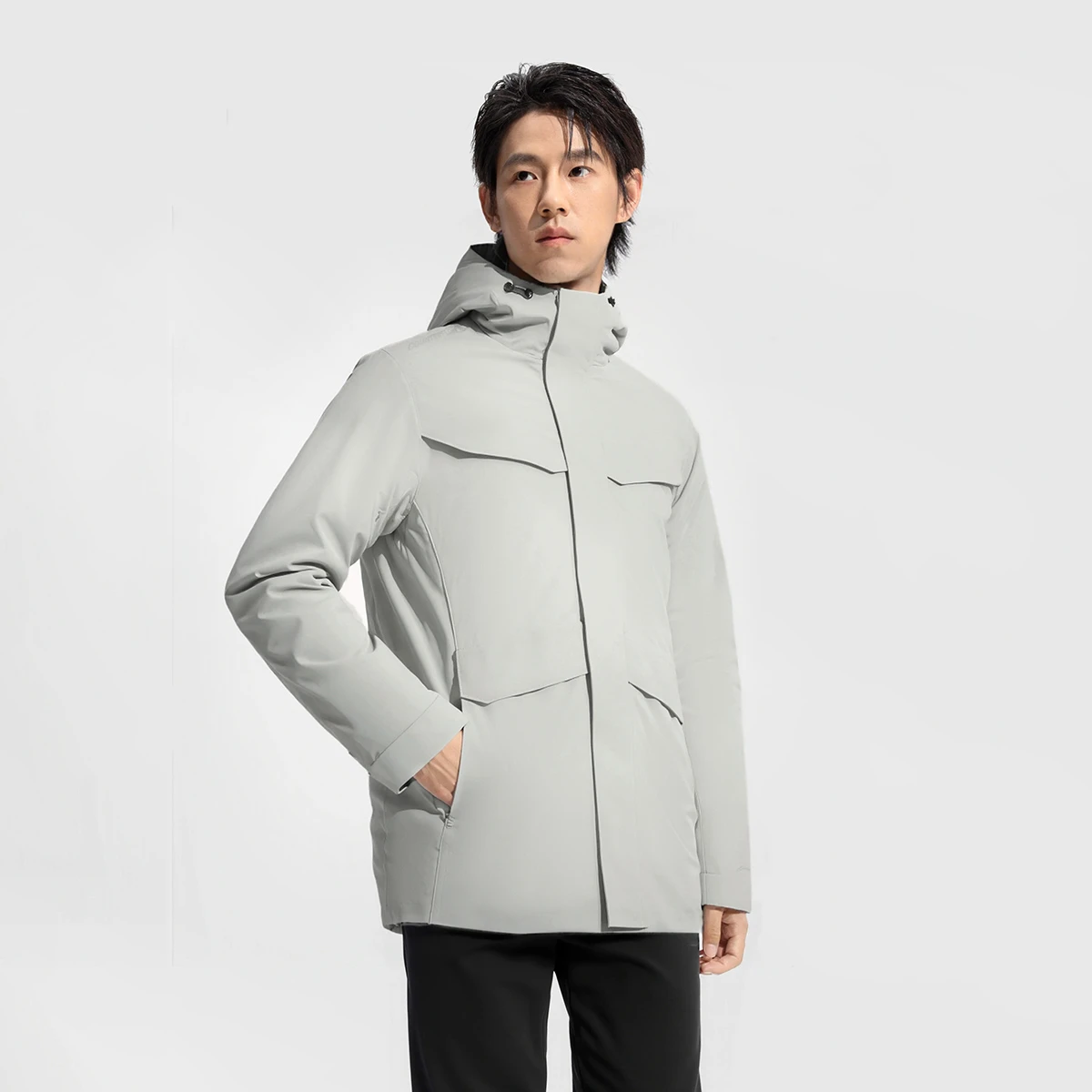 李宁户外CF溯男子2025新款白龘防泼水85%鸭绒中长羽绒服AYMV803