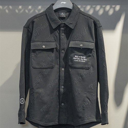 李宁外套男2025春新款时尚宽松翻领夹克黑色休闲运动上衣AFDV547