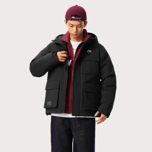 肖战同款李宁短款羽绒服男子2024冬季新款防泼水鸭绒外套AYMU363