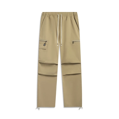 李宁反伍BADFIVE男子直筒立体裁剪宽松伞兵裤休闲长裤AKXW039-5