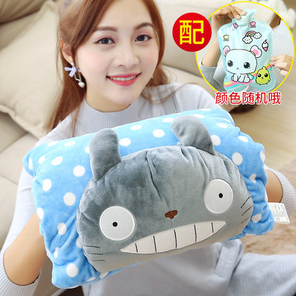 卡通灌水热水袋电暖宝暖手宝暖宫暖腰宝双插手毛绒防爆注水暖水袋