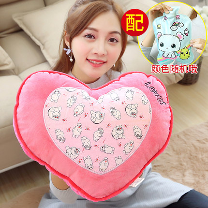 卡通灌水热水袋电暖宝暖手宝暖宫暖腰宝双插手毛绒防爆注水暖水袋