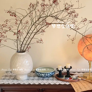 山归来花瓶红色陶瓷手作花器日式家居装饰摆件客厅轻奢高级感插花