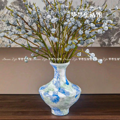 尤加利果专用花瓶新中式侘寂风陶瓷花瓶客厅插花高级感花器鲜花