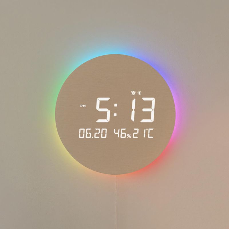mooas满月极光LED静音数字挂钟