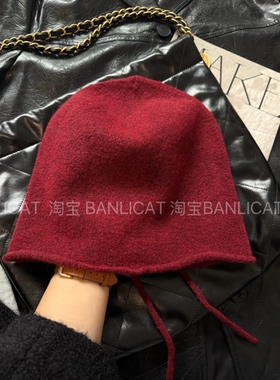 BanliCat 显脸小抽绳堆堆帽子男女2025新百搭大头围保暖针织冷帽