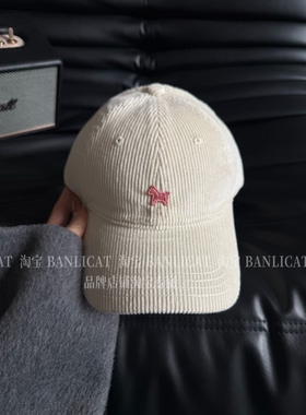 BanliCat 灯芯绒紫小马鸭舌帽女秋冬2025新款大头围棒球帽男帽子
