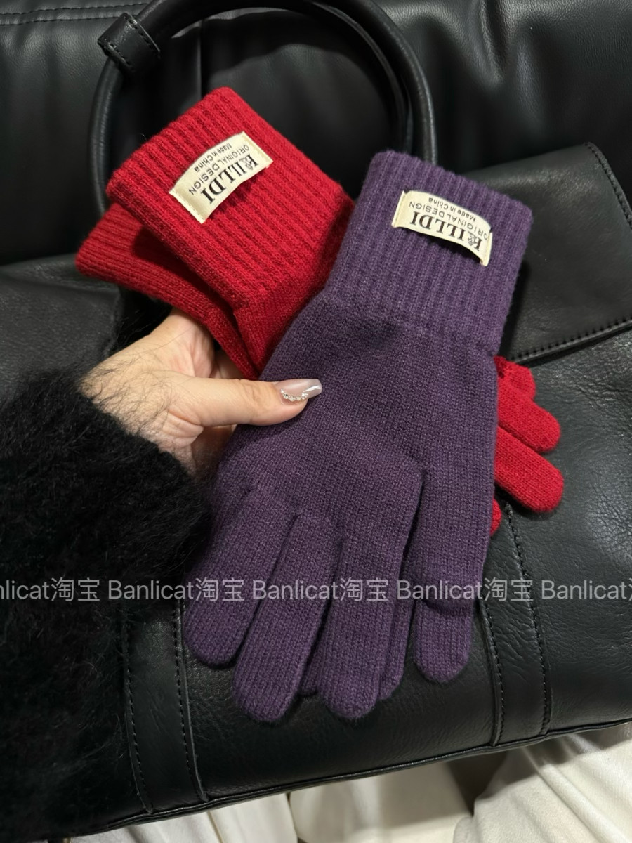 Banlicat韩可触屏羊毛混纺手套女冬季保暖毛线针织骑行女防寒手套