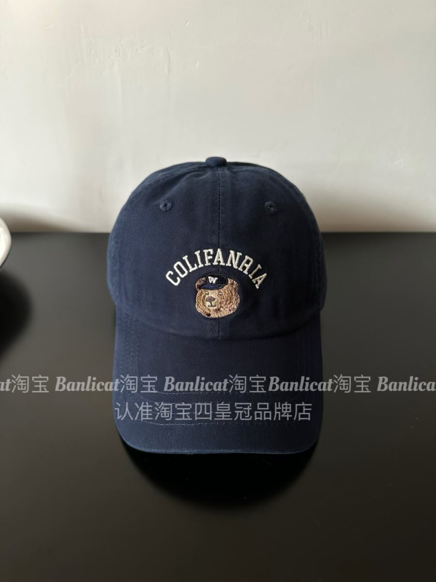 BanliCat可爱小熊刺绣棒球帽子女夏大头围显脸小学生情侣鸭舌帽男