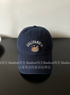 BanliCat可爱小熊刺绣棒球帽子女夏大头围显脸小学生情侣鸭舌帽男