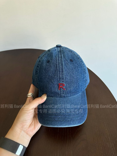 Banlicat 秋上新复古男女通用牛仔棒球帽R字母显脸小大头围鸭舌帽
