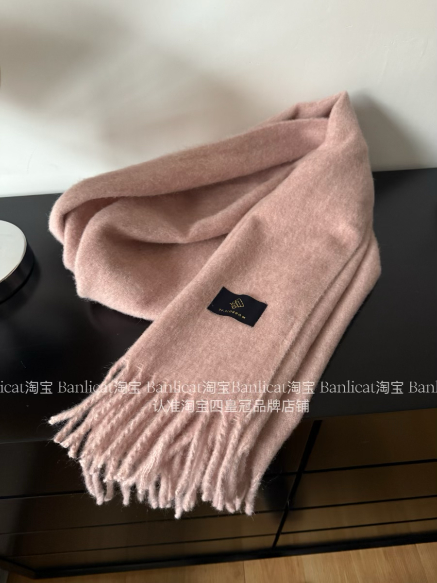 BanliCat温柔显白浅粉羊毛混纺围巾女加厚保暖围脖披肩男情侣礼物
