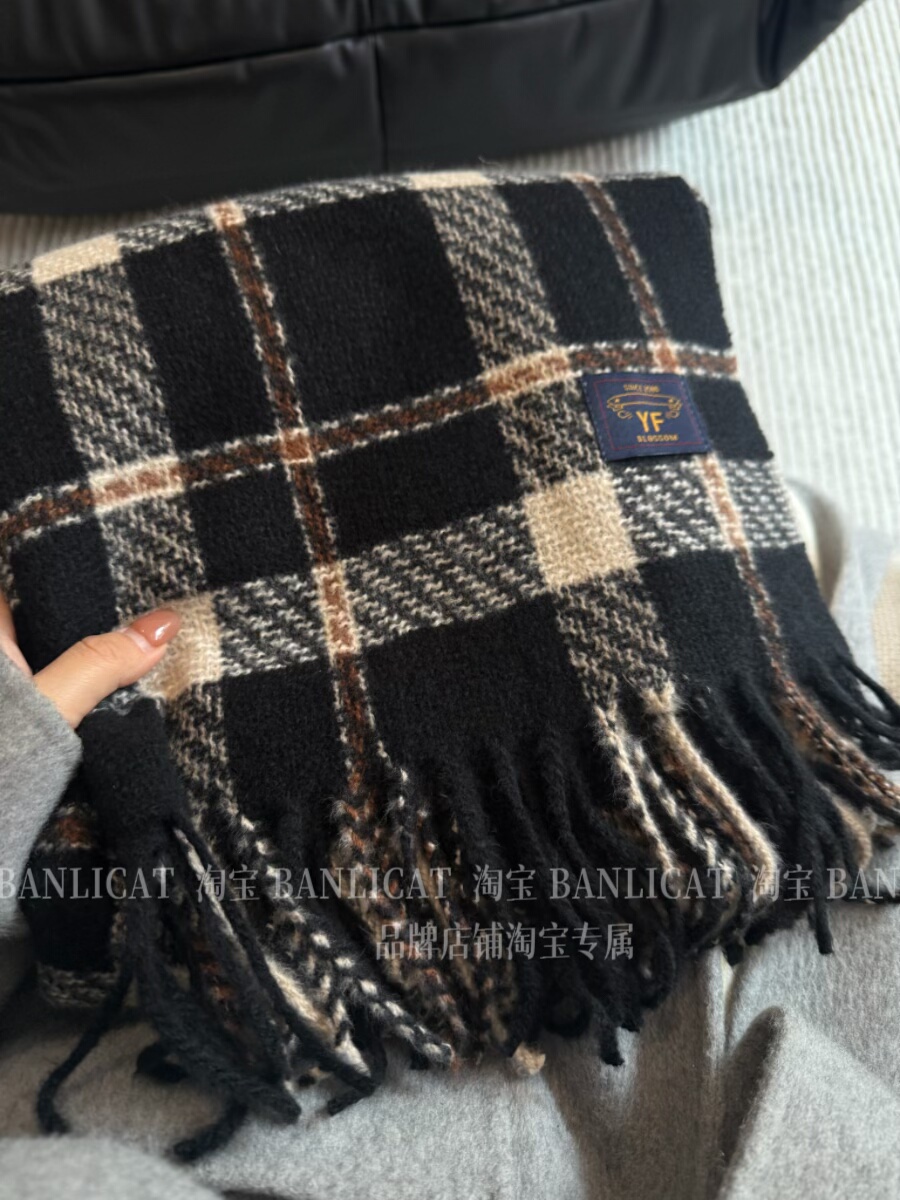 25冬高档韩版复古英伦格子显白气质围巾男女新年保暖加大披肩围脖
