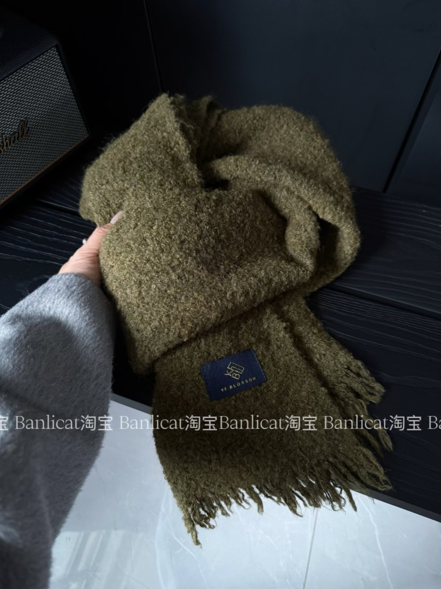 超韩显白橄榄绿含羊毛加大围巾女秋冬保暖百搭护颈加厚围脖披肩男