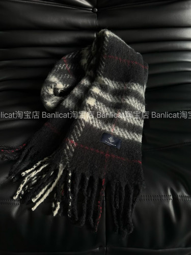 Banlicat 氛围感黑红围巾冬季韩版2024新款加大加厚保暖长款围脖