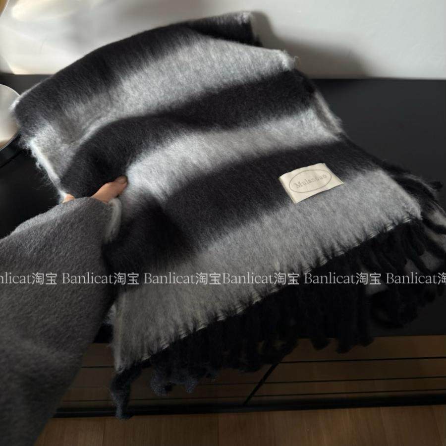 BanliCat银雾黑氛围感围巾女秋冬加大加厚长款流苏披肩男保暖围脖