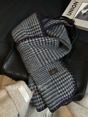 BanliCat 小香风气质经典千鸟格锁边围巾女韩冬季保暖披肩围脖男