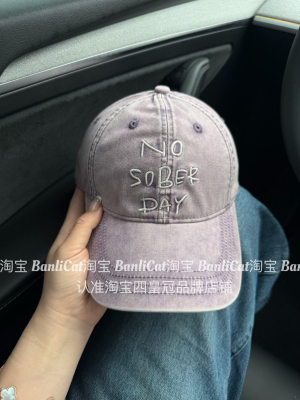 BanliCat水洗做旧感美式重工水洗棉字母棒球帽子男女大头围鸭舌帽