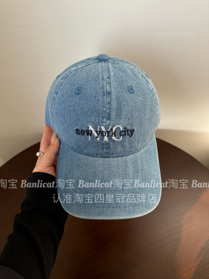Banlicat 就很美式风 大头显脸小复古牛仔NYC棒球帽子男女鸭舌帽