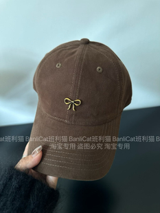 Banlicat 韩系复古金属蝴蝶结棒球帽子女宽檐大头围显脸小鸭舌帽