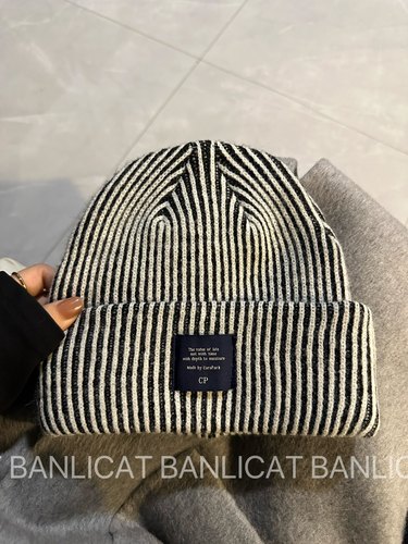 BanliCat条纹加厚双层毛线帽子