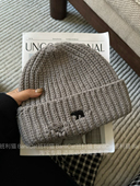 Banlicat2024秋冬新刺绣熊针织帽女保暖破洞毛线帽子男显脸小冷帽