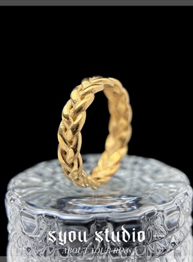 复古哥特金色麦穗钛钢情侣戒指