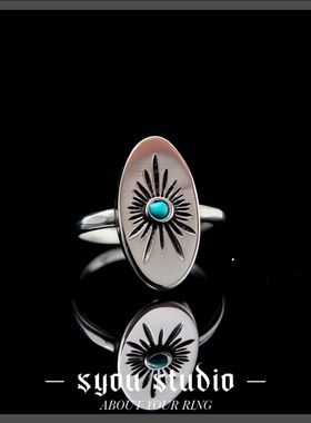 Syou圣羽复古印第安风钛钢戒指男小众个性印章尾戒指环饰品欧美