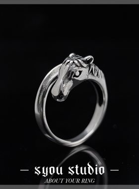 Syou小马钛钢朋克男士情侣对戒