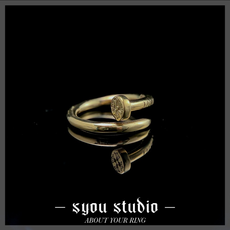 Syou复古CH十字花钉子钛钢戒指
