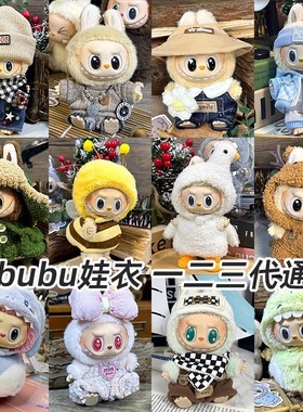适用于一二三代Labubu拉布布坐坐派对马卡龙17厘米15玩偶娃衣衣服
