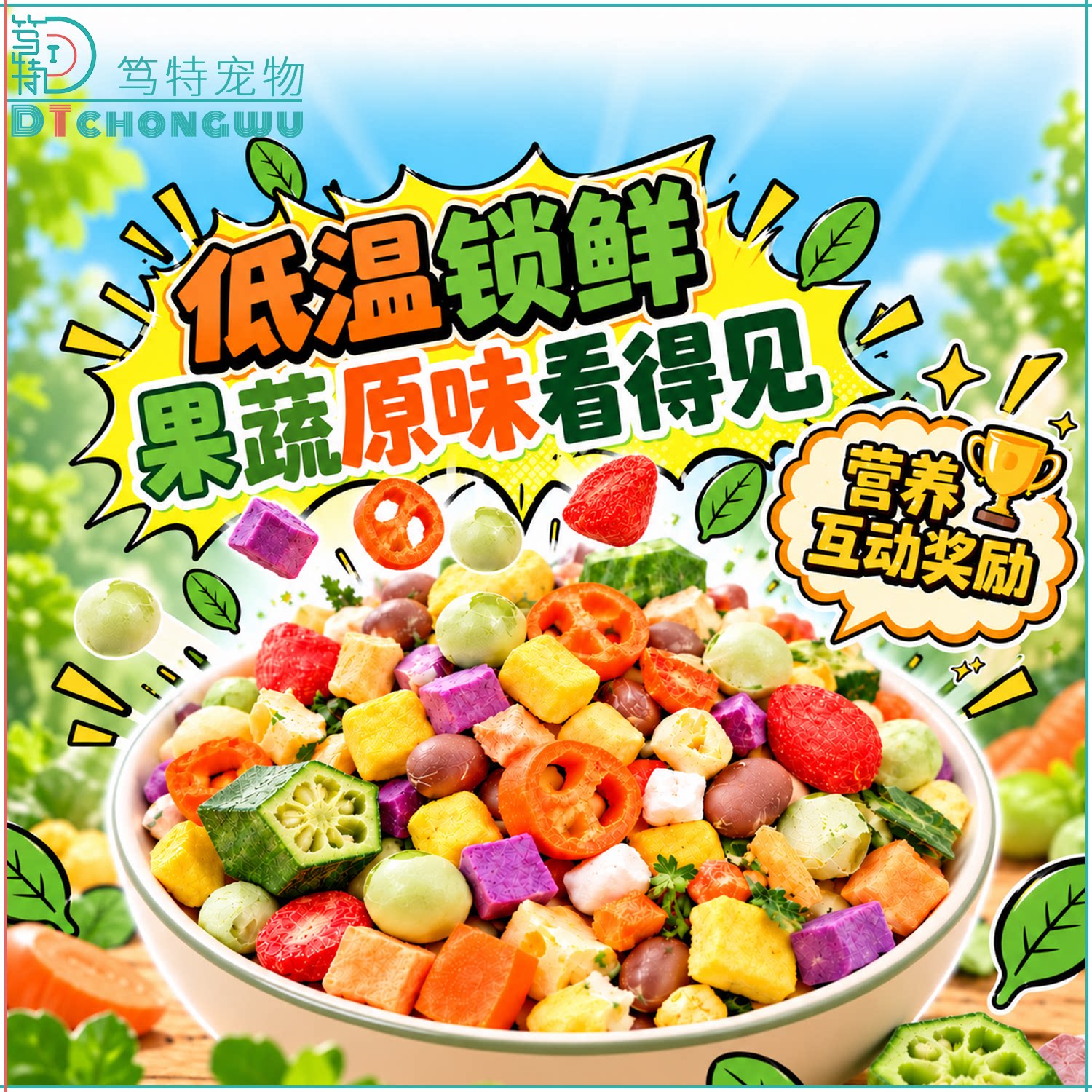 笃特宠物天然水果蔬菜冻干雀鸟虎皮牡丹玄凤鹦鹉零食小鸟互动奖励