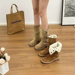 长筒靴女复古马丁靴2025春秋新款 增高显瘦两穿靴子短筒靴子短靴