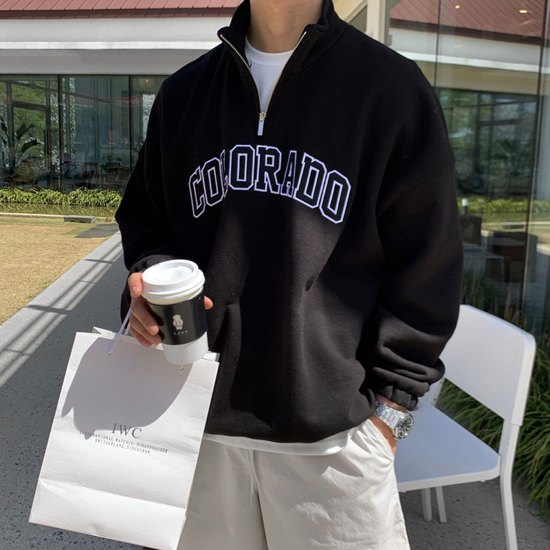 秋季字母刺绣潮流套装卫衣男韩版宽松落肩外套*M611-P75，男装卫衣，四季星座713