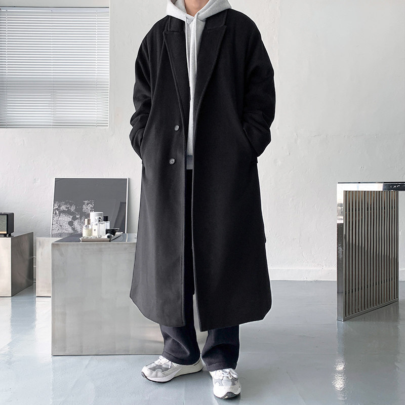 冬季气质加厚中长款毛呢大衣男韩版宽松落肩呢风衣外套FK901-P150,男装毛呢大衣,四季星座713