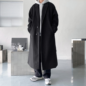冬季气质加厚中长款毛呢大衣男韩版宽松落肩呢风衣外套FK901-P150图片