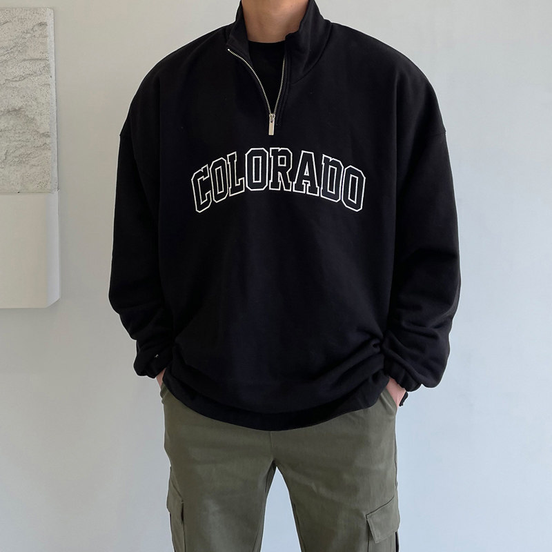 春季气质潮流宽松落肩卫衣男气质套头打底衫ins外套M611-P75，男装卫衣，四季星座713