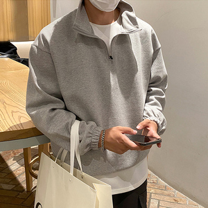 秋冬ulzzang气质纯棉简约套头卫衣男韩版宽松落肩打底衫M601-P75图片