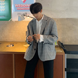 2024春装oversize宽松休闲格子西装男韩版落肩西服外套FC510-P98，男装西服套装，四季星座713