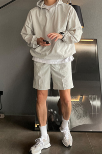 夏季凉爽运动防晒服套装男韩版宽松轻薄防晒衣二件套短裤CT70-P98图片