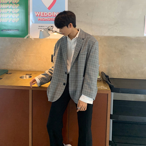 2024春装oversize宽松休闲格子西装男韩版落肩西服外套FC510-P98,男装西服套装,四季星座713